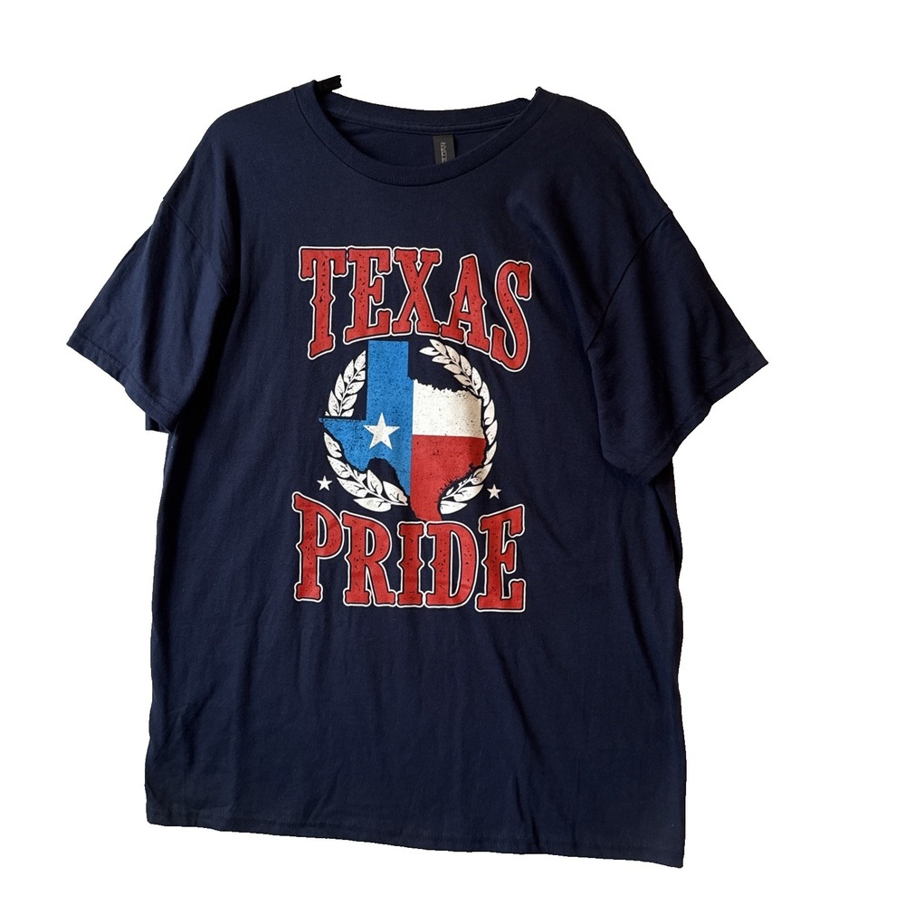 Gildan NWT Texas Pride Graphic Print Heavy Cotton T Shirt Lg Patriotic Flag‎